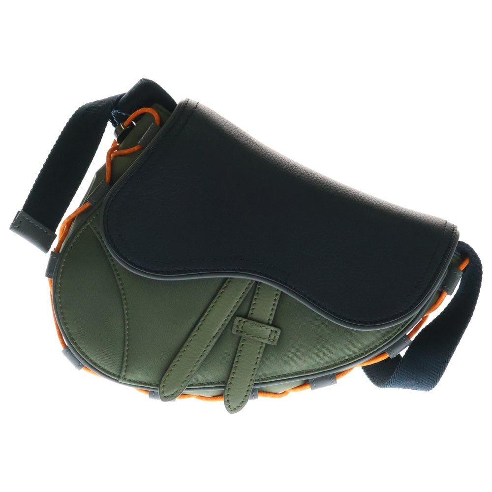 DIOR(ディオール) × SACAI MINI SADDLE BELT BAG NYLON サカイ ナイロン切替 レザー ミニ サドル ベルト ショルダー バッグ ネイビー/カーキ 1ADCA374USC