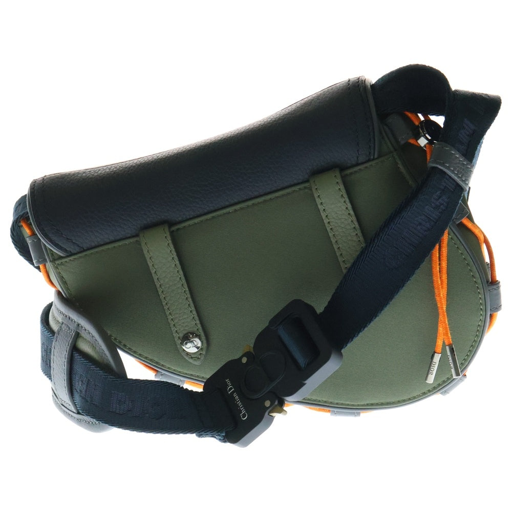 DIOR(ディオール) × SACAI MINI SADDLE BELT BAG NYLON サカイ ナイロン切替 レザー ミニ サドル ベルト ショルダー バッグ ネイビー/カーキ 1ADCA374USC