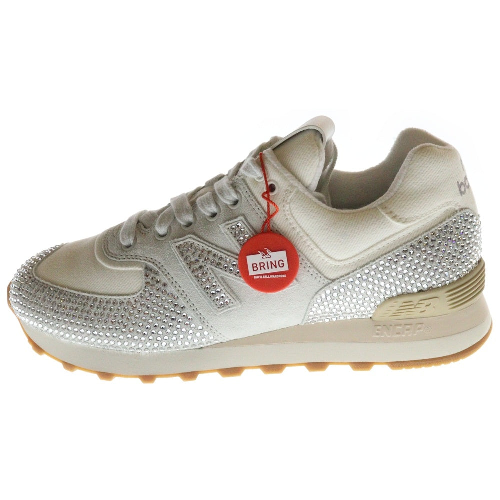 miumiu(ミュウミュウ) x New Balance 574 Crystal N Logo Sneakers ニューバランス クリスタル ロゴ ローカットスニーカー ホワイト/クリア 5E044E 3LN8 F0009