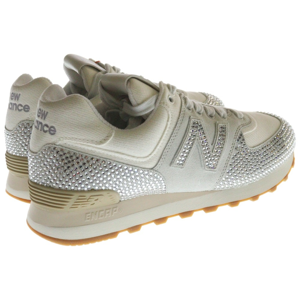 miumiu(ミュウミュウ) x New Balance 574 Crystal N Logo Sneakers ニューバランス クリスタル ロゴ ローカットスニーカー ホワイト/クリア 5E044E 3LN8 F0009
