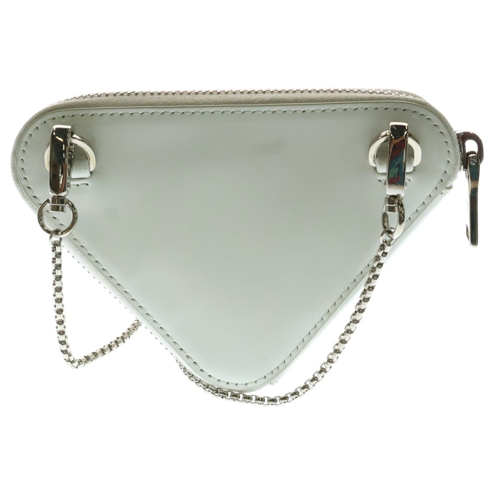 PRADA(プラダ) トライアングル 三角ロゴプレート レザー チェーン ショルダーバッグ ホワイト レディース 1NR005