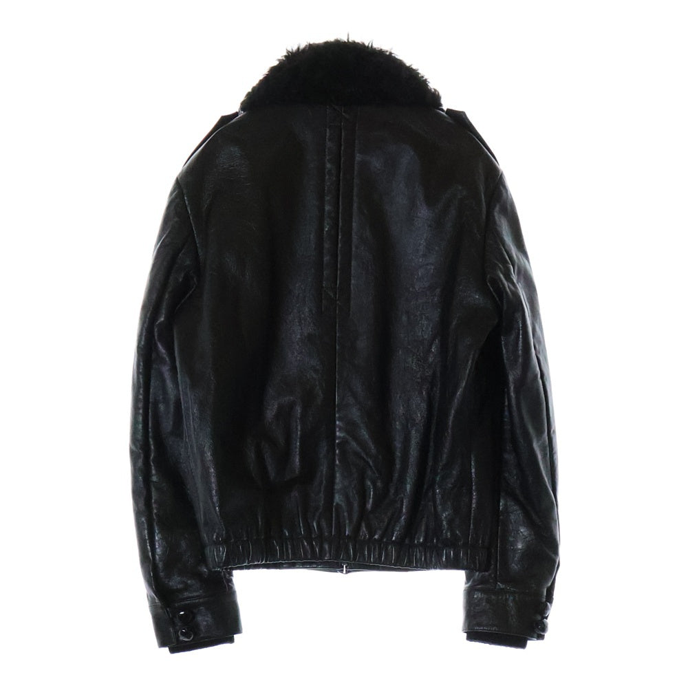 SAINT LAURENT PARIS(サンローランパリ) ムートンカラー レザーボンバージャケット ブラック 484338