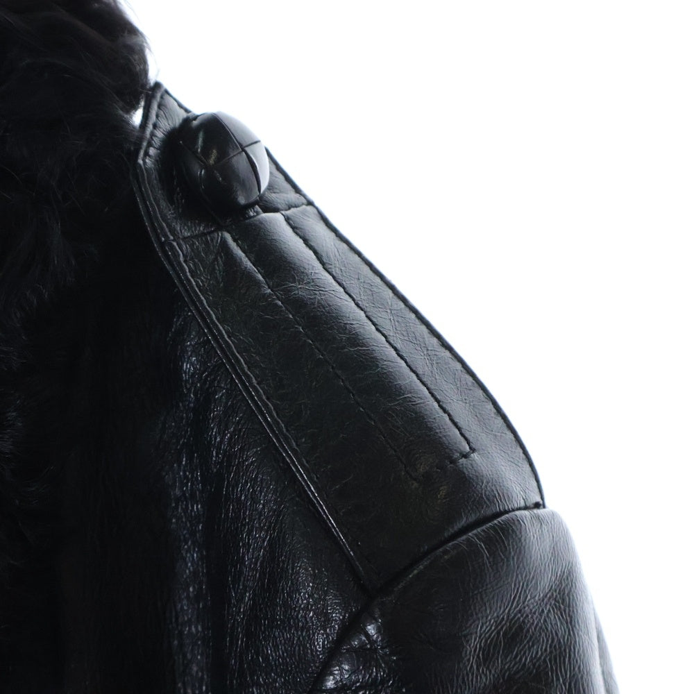 SAINT LAURENT PARIS(サンローランパリ) ムートンカラー レザーボンバージャケット ブラック 484338