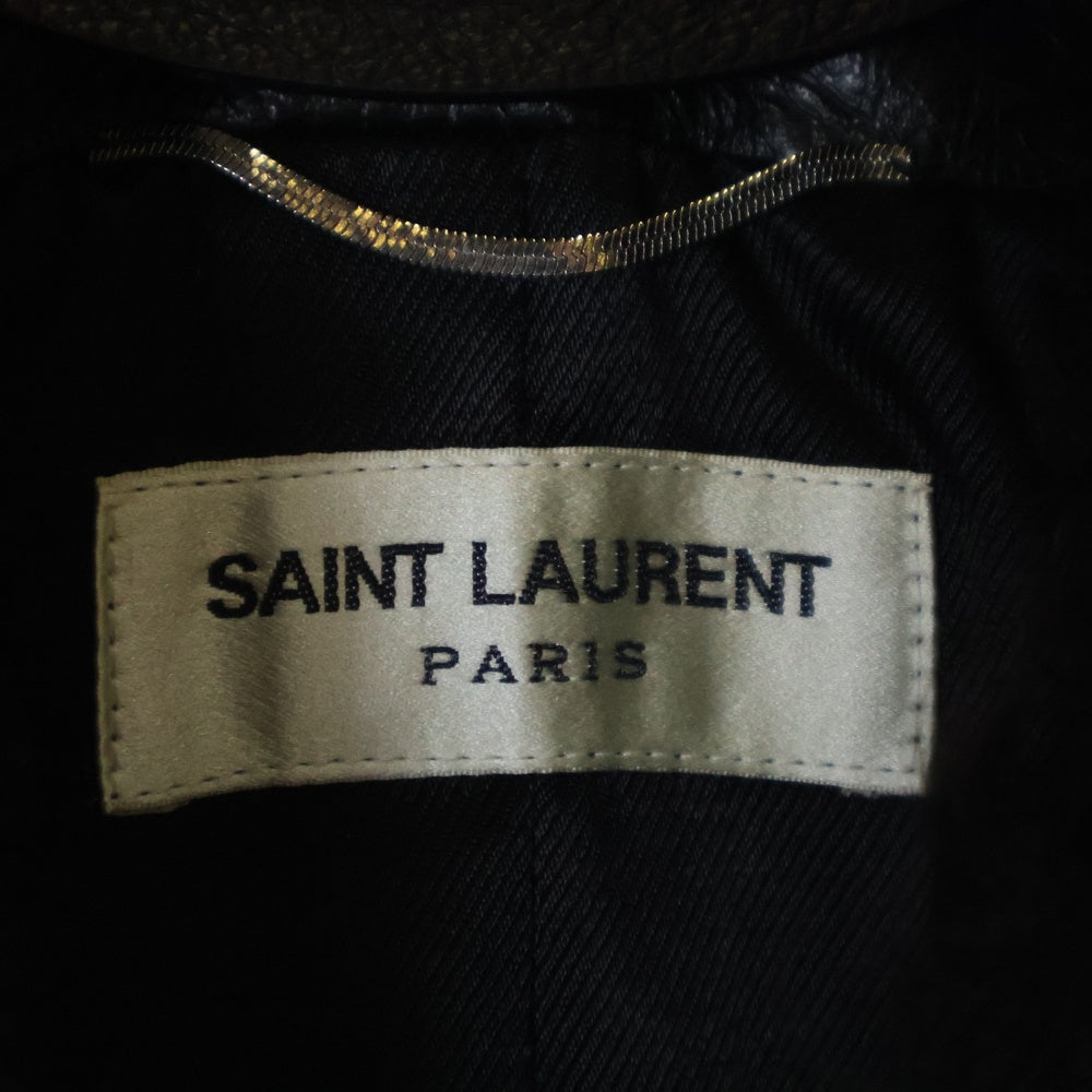 SAINT LAURENT PARIS(サンローランパリ) ムートンカラー レザーボンバージャケット ブラック 484338