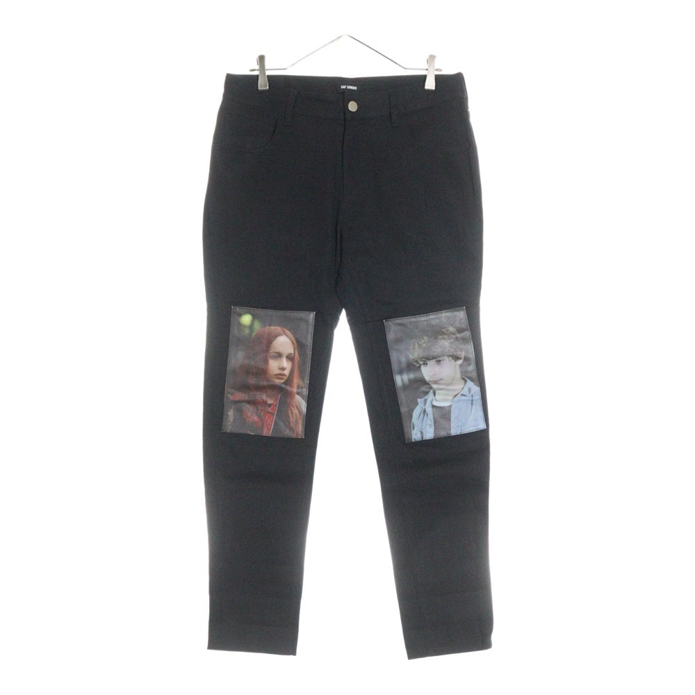 RAF SIMONS(ラフシモンズ) 18AW フォト ニーパッチ ストレート パンツ ブラック 182‐317