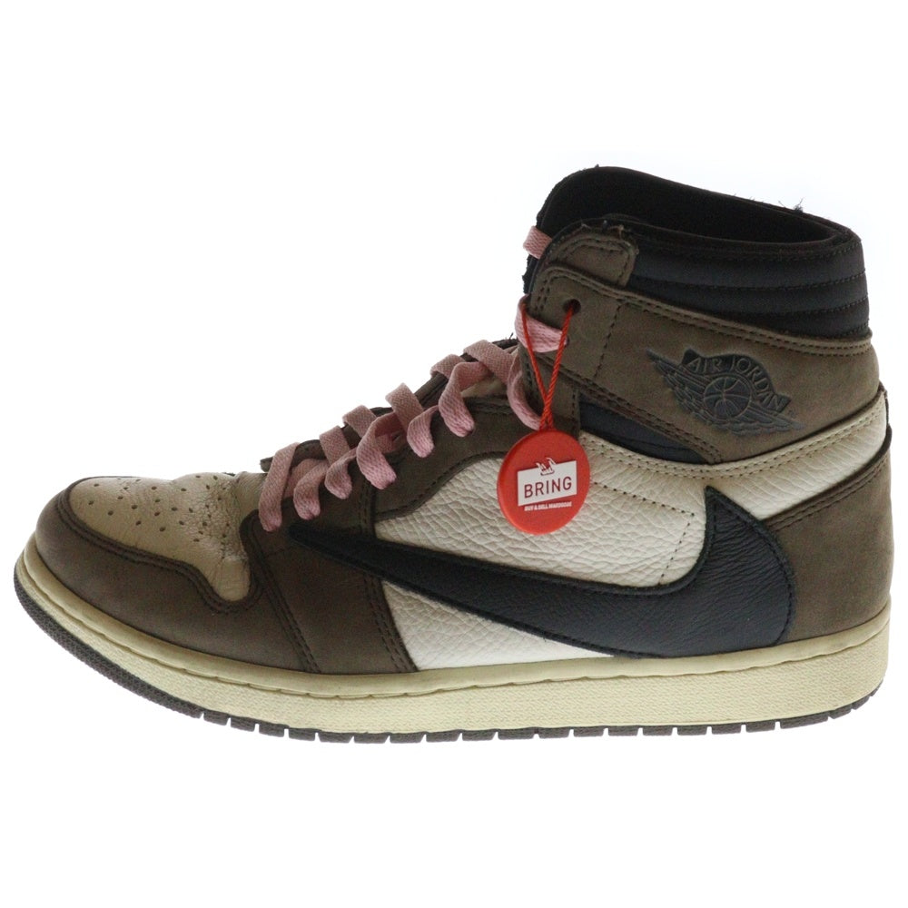 NIKE(ナイキ) ×TRAVIS SCOTT AIR JORDAN 1 HIGH OG TS SP トラヴィススコット エアジョーダン1 ハイカットスニーカー ブラウン US10/28cm CD4487-100