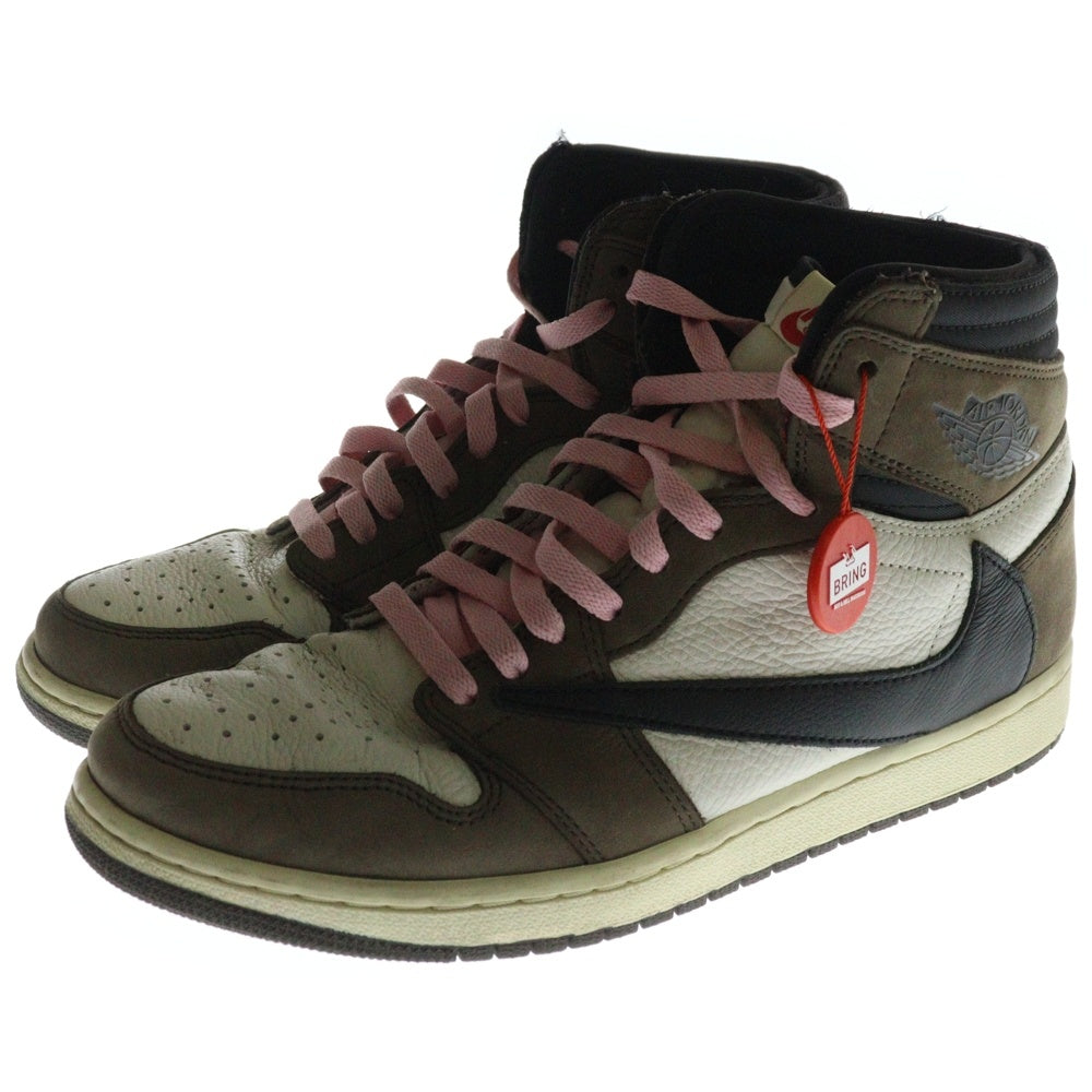 NIKE(ナイキ) ×TRAVIS SCOTT AIR JORDAN 1 HIGH OG TS SP トラヴィススコット エアジョーダン1 ハイカットスニーカー ブラウン US10/28cm CD4487-100