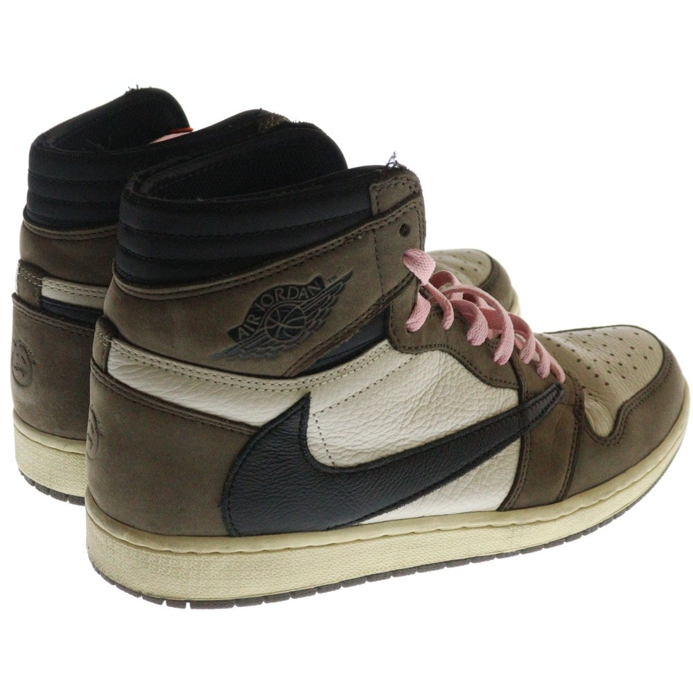 NIKE(ナイキ) ×TRAVIS SCOTT AIR JORDAN 1 HIGH OG TS SP トラヴィススコット エアジョーダン1 ハイカットスニーカー ブラウン US10/28cm CD4487-100