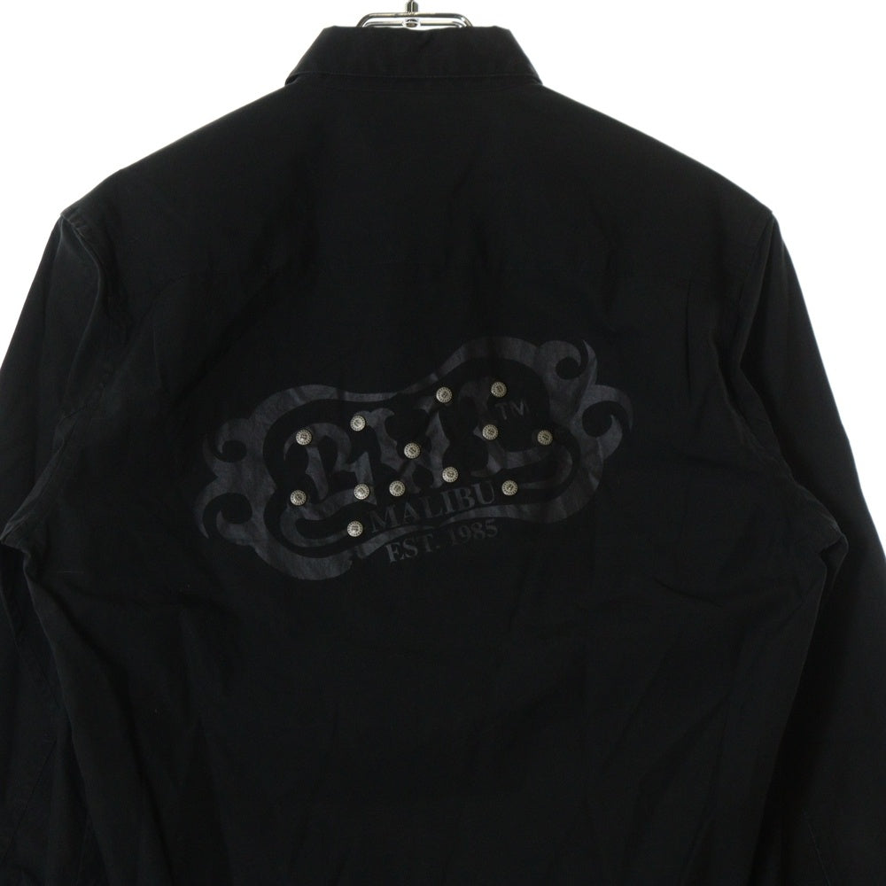 Bill Wall Leather/BWL(ビルウォールレザー) ラインストーン 比翼 レギュラーカラー 長袖シャツ ブラック SH4106AW