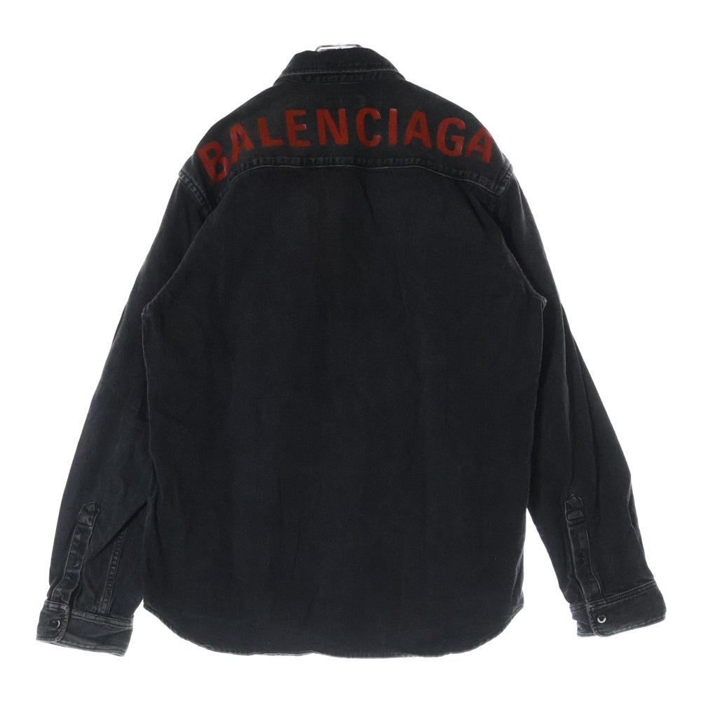 BALENCIAGA(バレンシアガ) REAR PRINTED DENIM SHIRT リール ペインテッド 長袖デニムシャツ ブラック 571365 TBP19