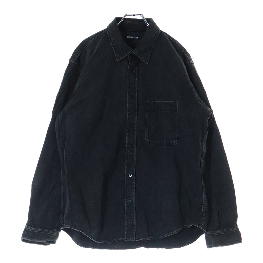 BALENCIAGA(バレンシアガ) REAR PRINTED DENIM SHIRT リール ペインテッド 長袖デニムシャツ ブラック 571365 TBP19