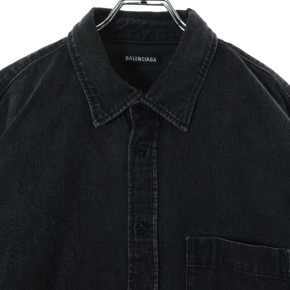 BALENCIAGA(バレンシアガ) REAR PRINTED DENIM SHIRT リール ペインテッド 長袖デニムシャツ ブラック 571365 TBP19