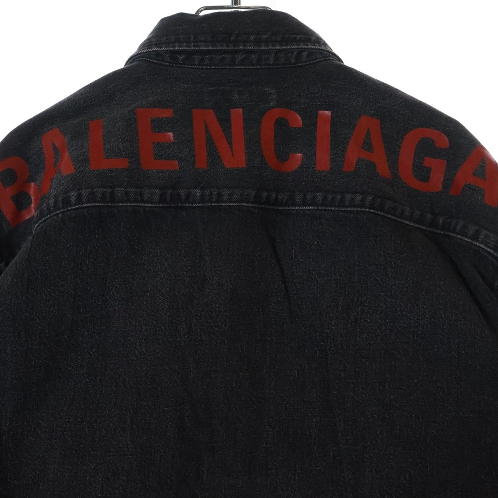 BALENCIAGA(バレンシアガ) REAR PRINTED DENIM SHIRT リール ペインテッド 長袖デニムシャツ ブラック 571365 TBP19