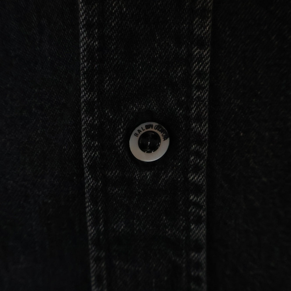 BALENCIAGA(バレンシアガ) REAR PRINTED DENIM SHIRT リール ペインテッド 長袖デニムシャツ ブラック 571365 TBP19