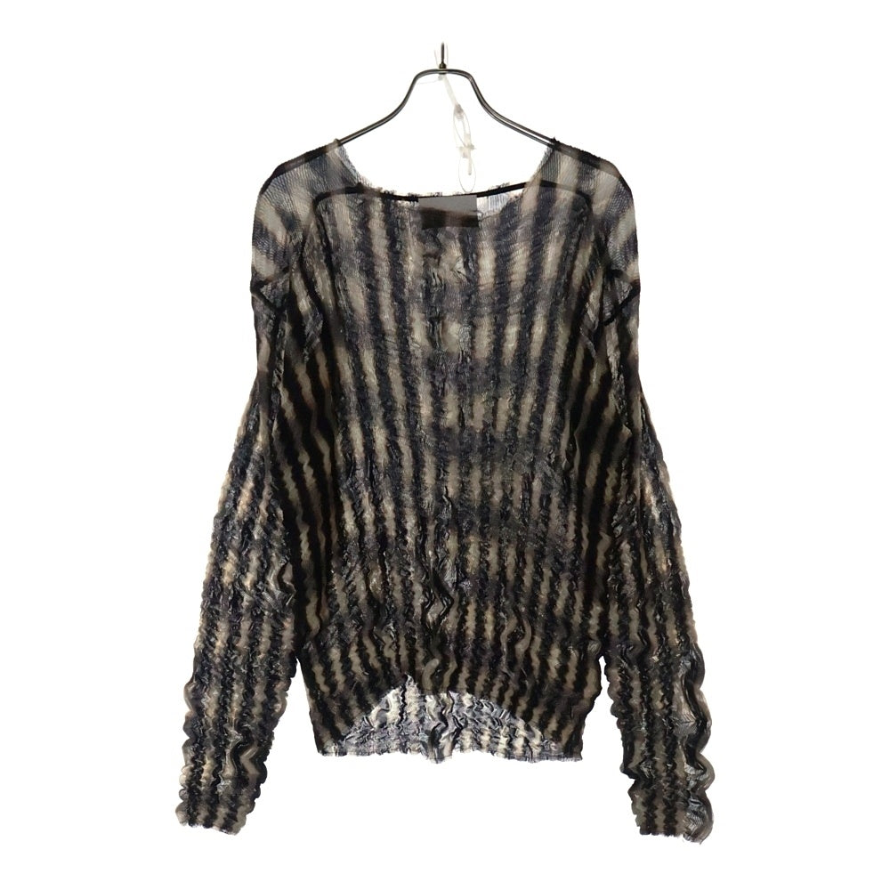 SUGARHILL(シュガーヒル) 23AW SHEER PLEATED OMBRE PLAID TOPS シアープリーツ オンブレ プレード 長袖 トップス ホワイト/ネイビー 23AWSH18