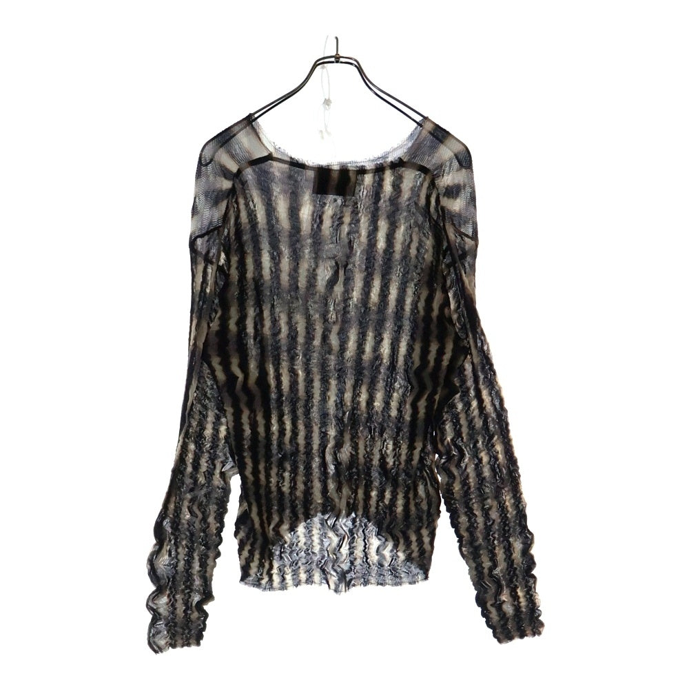 SUGARHILL(シュガーヒル) 23AW SHEER PLEATED OMBRE PLAID TOPS シアープリーツ オンブレ プレード 長袖 トップス ホワイト/ネイビー 23AWSH18