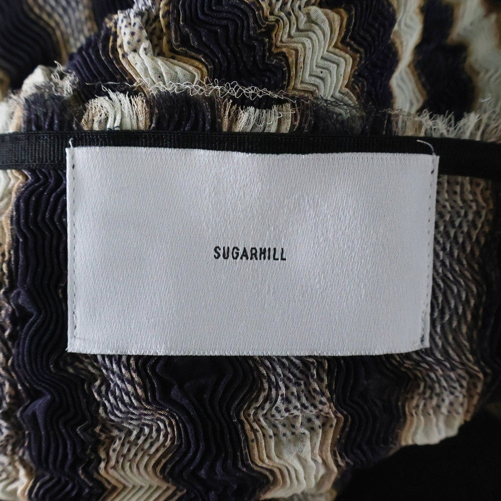 SUGARHILL(シュガーヒル) 23AW SHEER PLEATED OMBRE PLAID TOPS シアープリーツ オンブレ プレード 長袖 トップス ホワイト/ネイビー 23AWSH18