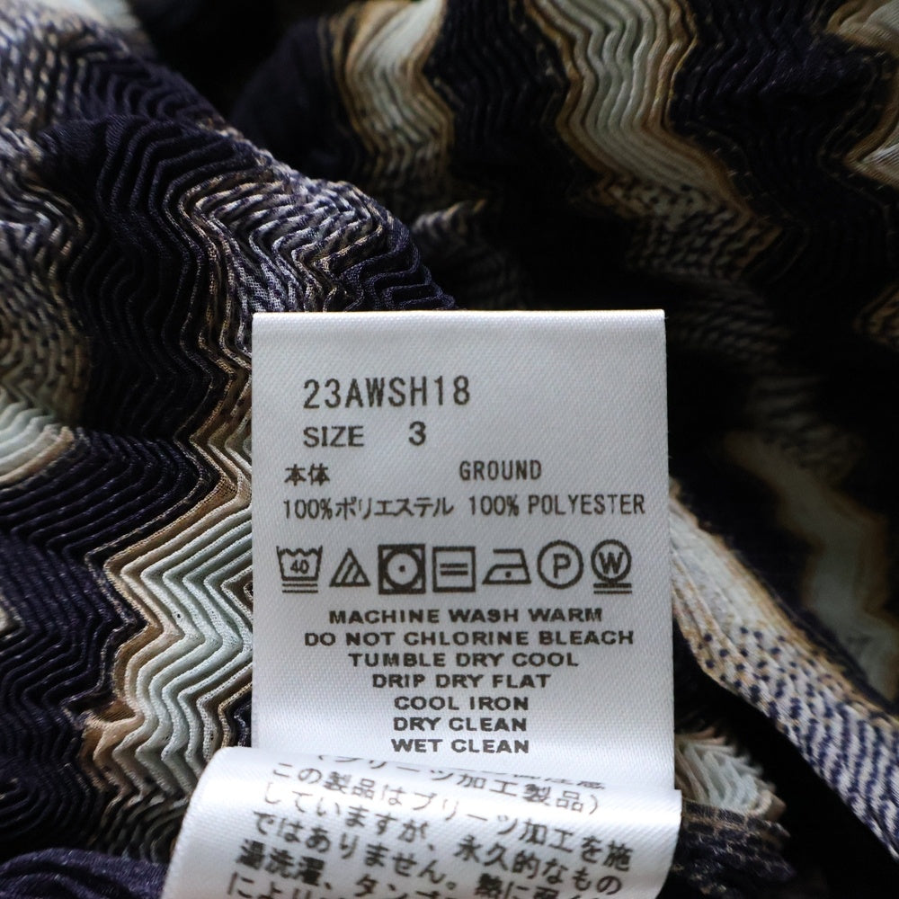 SUGARHILL(シュガーヒル) 23AW SHEER PLEATED OMBRE PLAID TOPS シアープリーツ オンブレ プレード 長袖 トップス ホワイト/ネイビー 23AWSH18