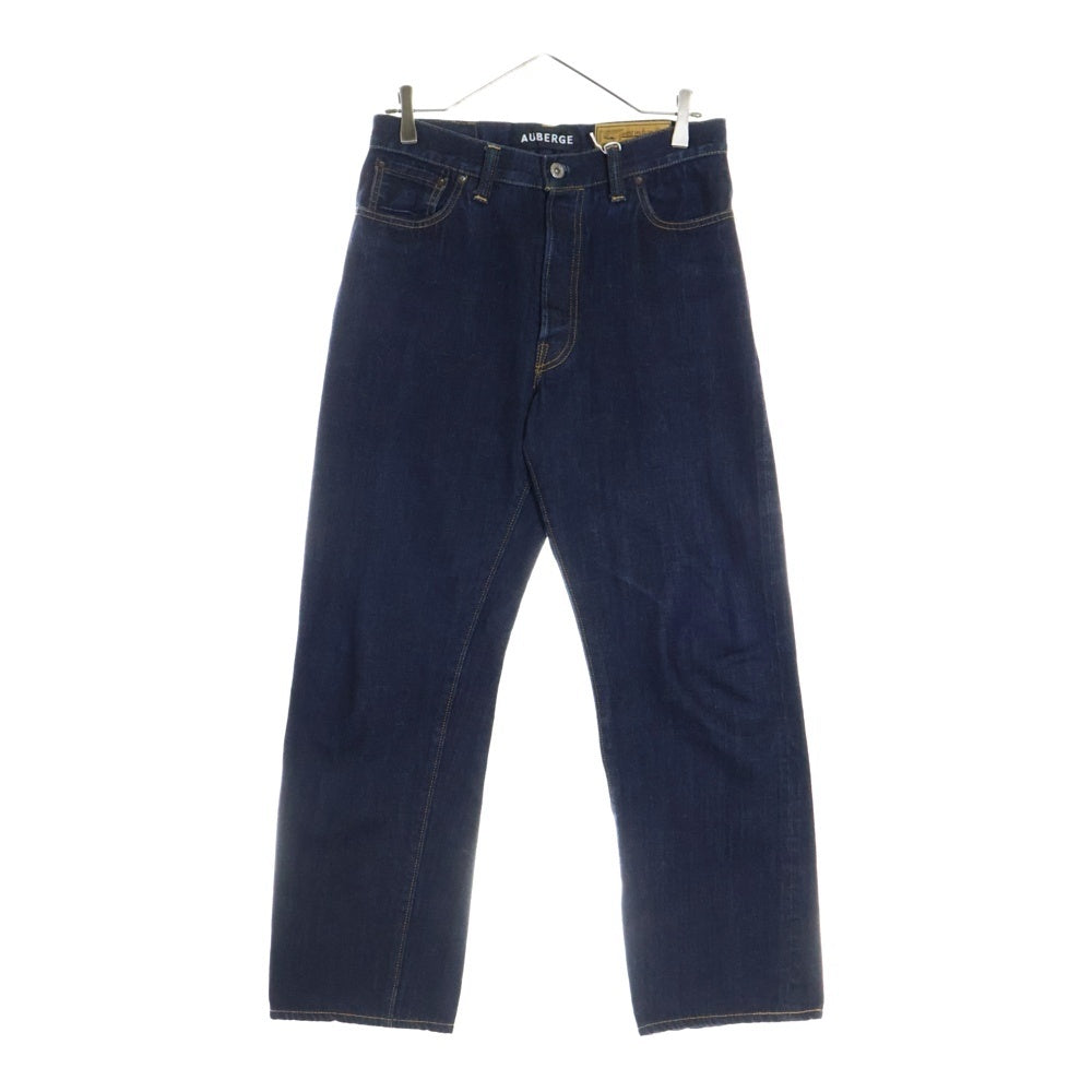 AUBERGE(オーベルジュ) CARIB XX カリブ レザーパッチ ボタンフライ ストレート デニムパンツ インディゴ