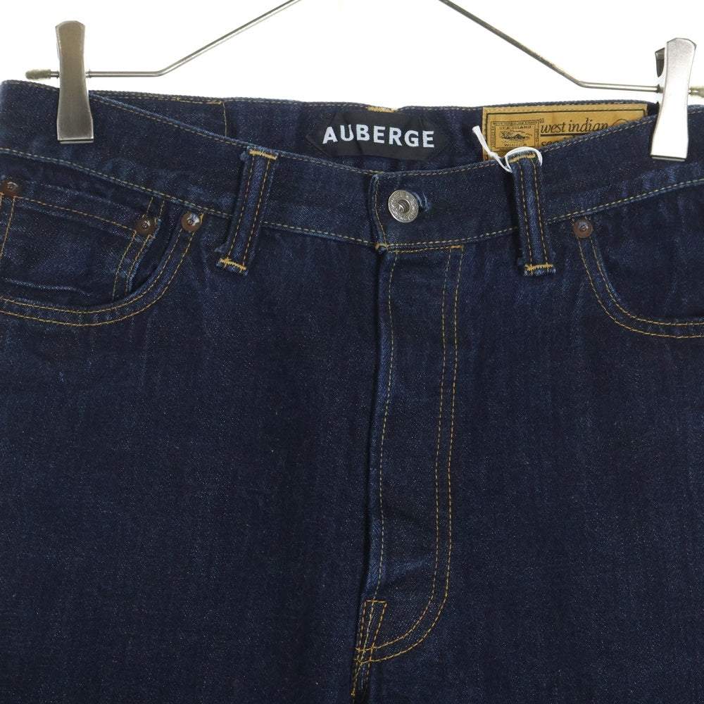 AUBERGE(オーベルジュ) CARIB XX カリブ レザーパッチ ボタンフライ ストレート デニムパンツ インディゴ