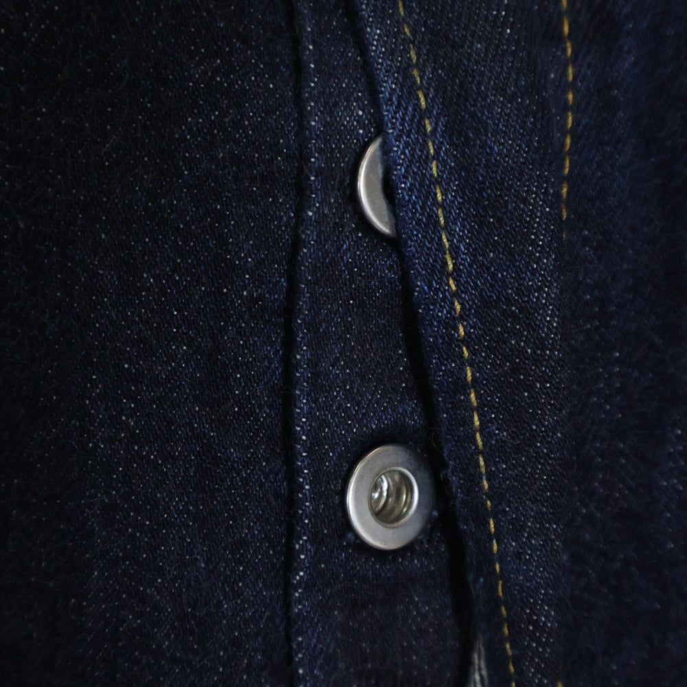 AUBERGE(オーベルジュ) CARIB XX カリブ レザーパッチ ボタンフライ ストレート デニムパンツ インディゴ