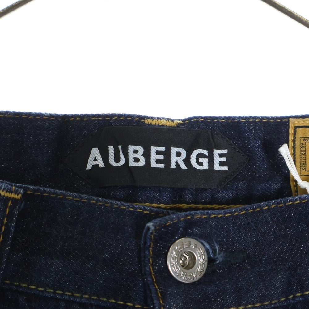 AUBERGE(オーベルジュ) CARIB XX カリブ レザーパッチ ボタンフライ ストレート デニムパンツ インディゴ
