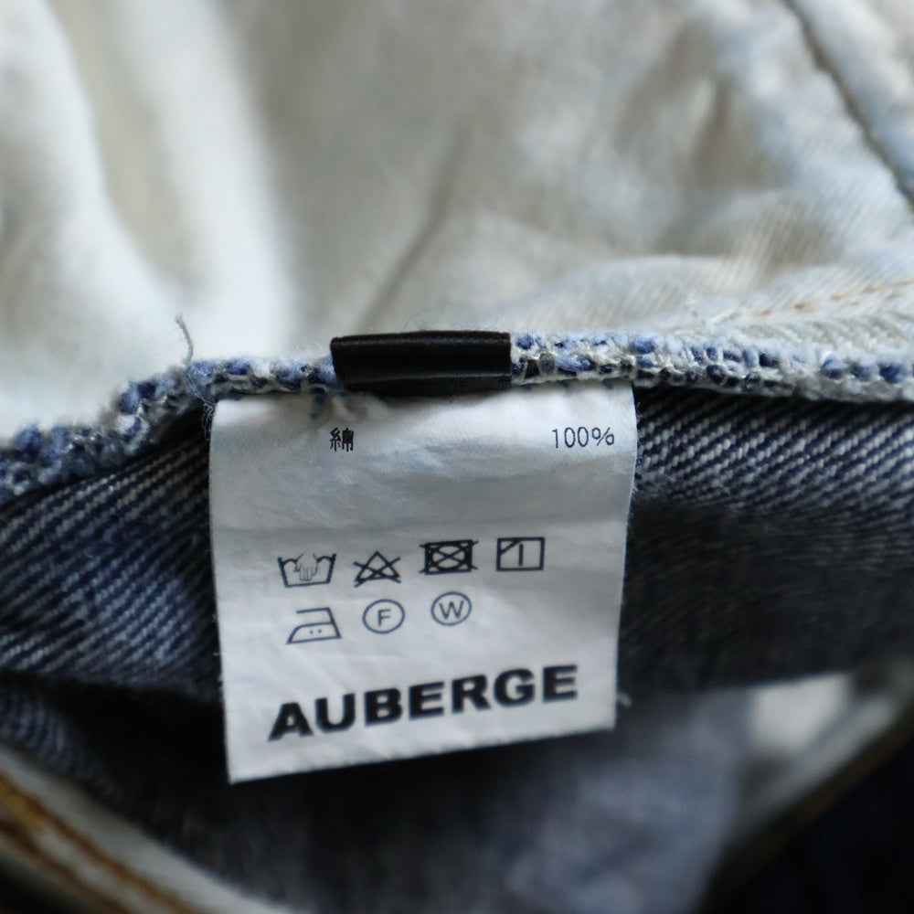 AUBERGE(オーベルジュ) CARIB XX カリブ レザーパッチ ボタンフライ ストレート デニムパンツ インディゴ