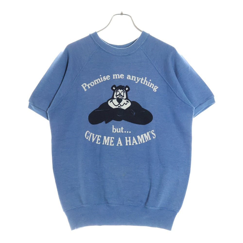 CHAMPION(チャンピオン) 60S VINTAGE HAMM'S BEER BEAR ヴィンテージ ハムズビールベアー フロッキープリント クルーネック半袖スウェットトレーナー ブルー