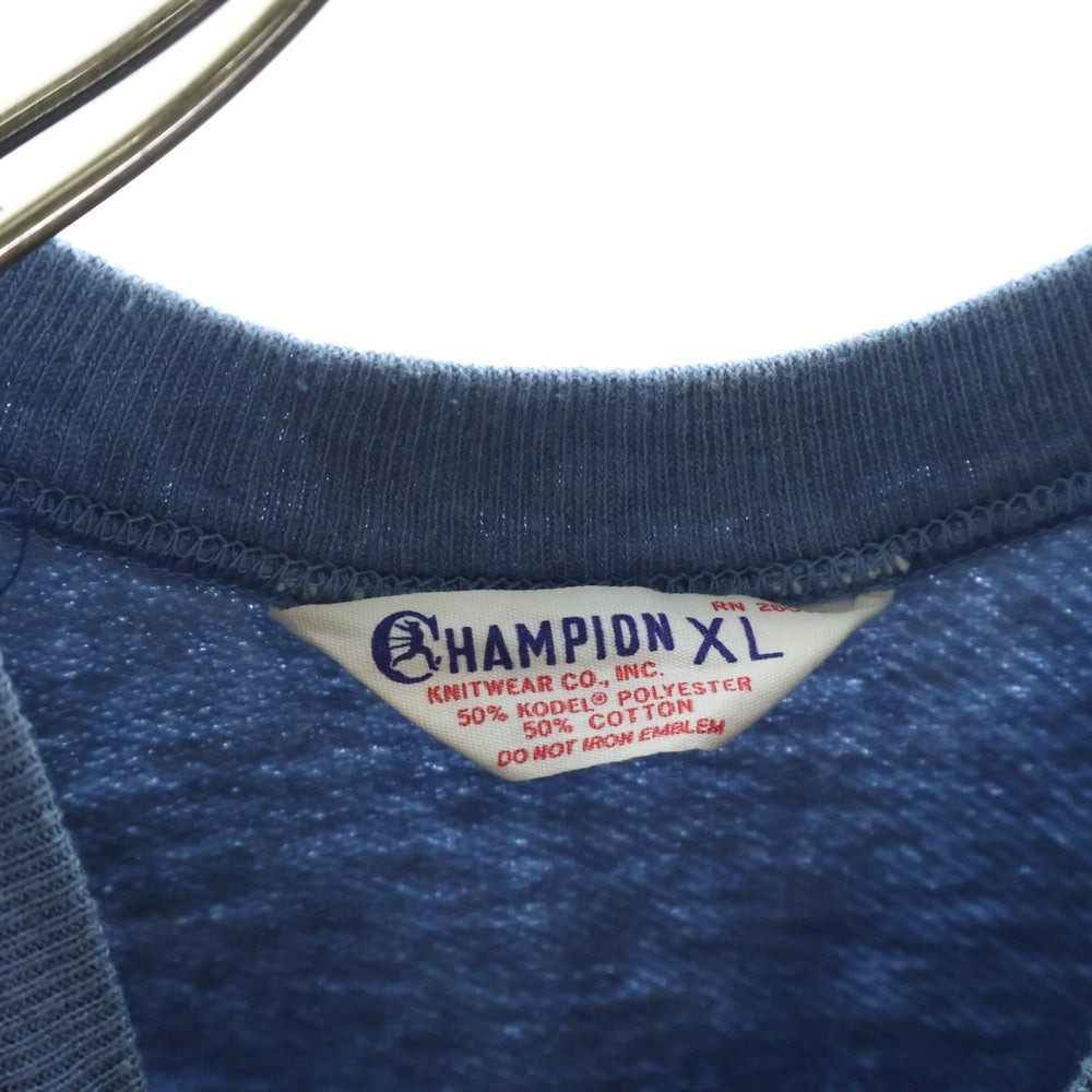 CHAMPION(チャンピオン) 60S VINTAGE HAMM'S BEER BEAR ヴィンテージ ハムズビールベアー フロッキープリント クルーネック半袖スウェットトレーナー ブルー