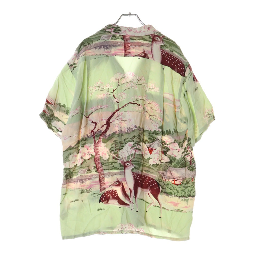 SUN SURF(サンサーフ) THE PAGODA IN FULL BLOOM RAYON ALOHA SHIRT ザパゴダインフルブルーム 半袖レーヨン アロハ オープンカラーシャツ ライトグリーン SS37858