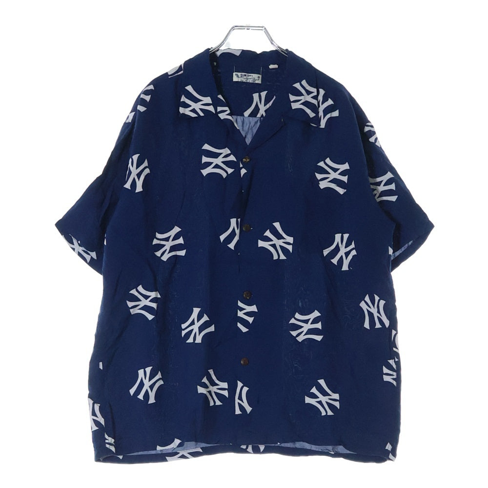 SUN SURF(サンサーフ) 22SS × BEAMS × MLB ビームス エムエルビー ニューヨークヤンキース 総柄プリント アロハシャツ ネイビー SS38979BM
