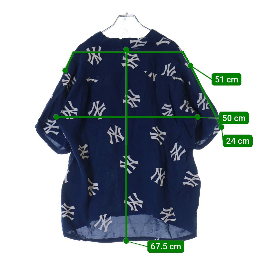 SUN SURF(サンサーフ) 22SS × BEAMS × MLB ビームス エムエルビー ニューヨークヤンキース 総柄プリント アロハシャツ ネイビー SS38979BM