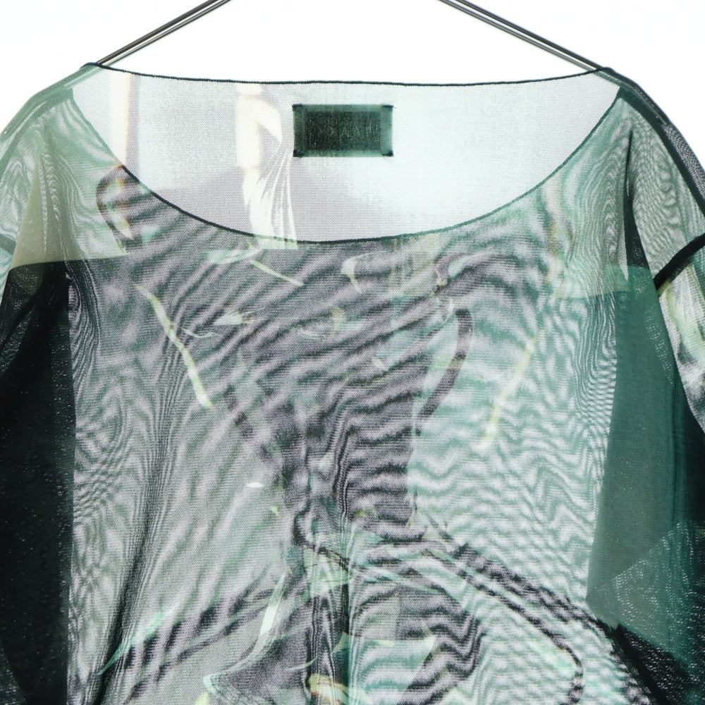 TAAKK(ターク) 21SS Tulle Tee フラワープリント チュール ボートネック長袖Tシャツ カットソー マルチカラー TA21SS-JR037