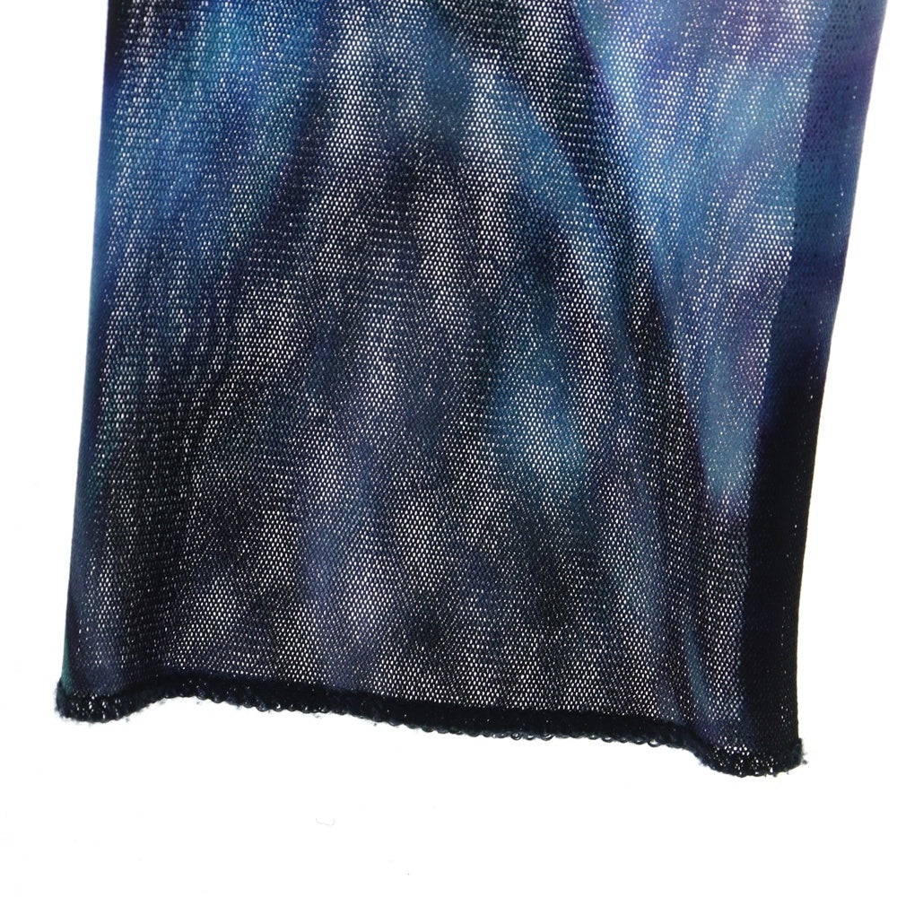 TAAKK(ターク) 23SS Tulle Tee マーブルプリント チュール ボートネック長袖Tシャツ カットソー マルチカラー TA23SS-JR041