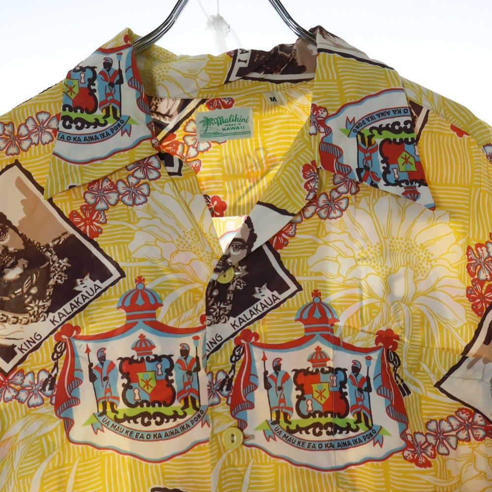 SUN SURF(サンサーフ) KING'S FAMILY CREST MALIHINI ALOHA SHIRT キングスファミリークレスト マリヒミ 総柄プリント 半袖アロハシャツ イエロー SS30218