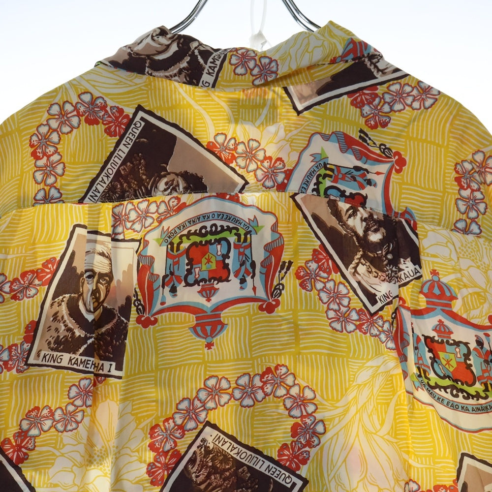 SUN SURF(サンサーフ) KING'S FAMILY CREST MALIHINI ALOHA SHIRT キングスファミリークレスト マリヒミ 総柄プリント 半袖アロハシャツ イエロー SS30218