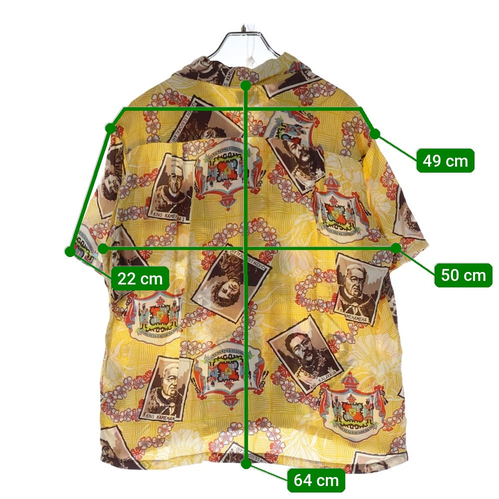 SUN SURF(サンサーフ) KING'S FAMILY CREST MALIHINI ALOHA SHIRT キングスファミリークレスト マリヒミ 総柄プリント 半袖アロハシャツ イエロー SS30218