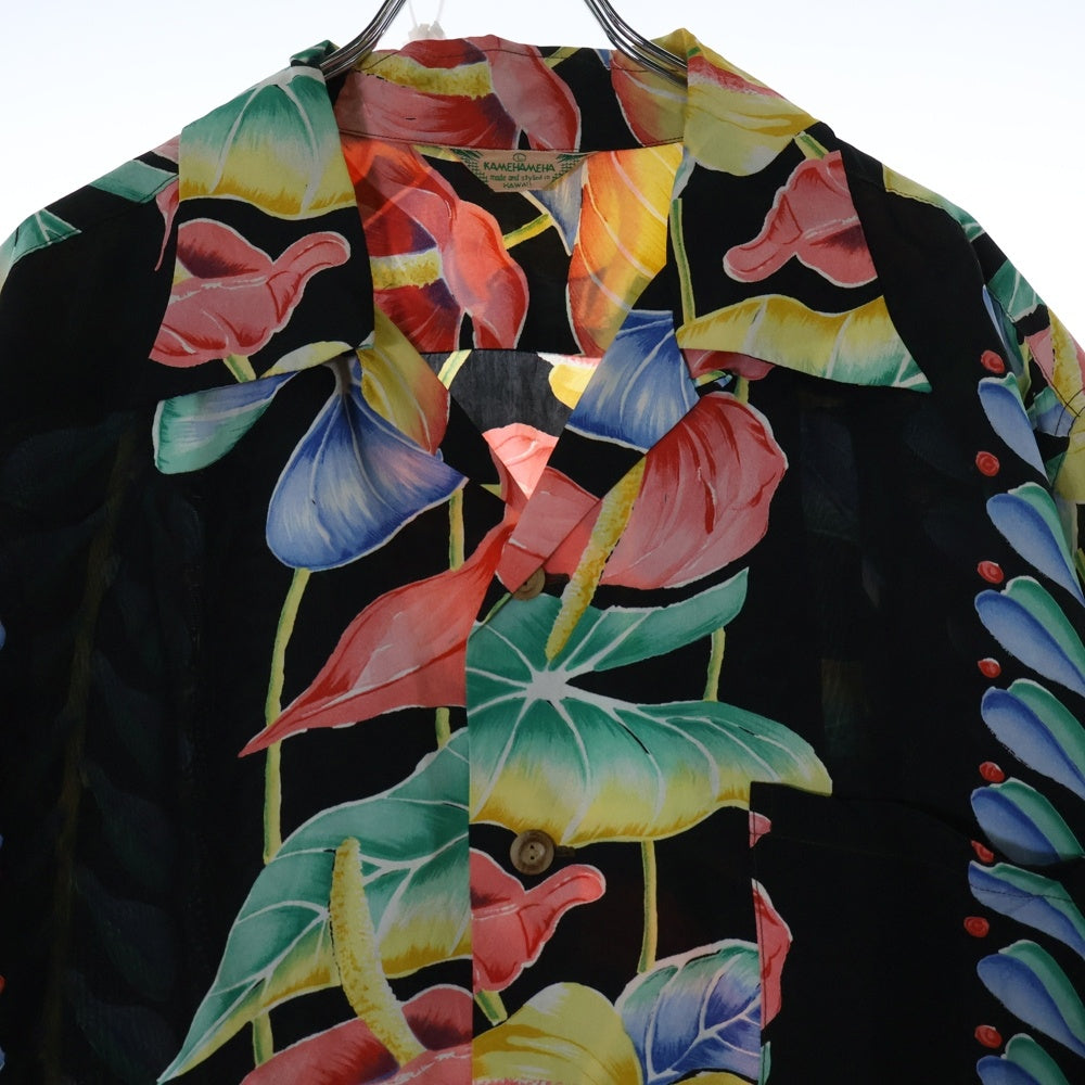 SUN SURF(サンサーフ) SE KAMEHAMEHA ANTHRIUM RAYON ALOHA SHIRT カメハメハ アンスリウム柄 半袖レーヨンアロハシャツ ブラック SS32296