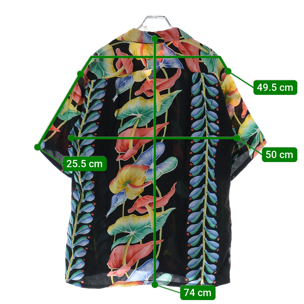 SUN SURF(サンサーフ) SE KAMEHAMEHA ANTHRIUM RAYON ALOHA SHIRT カメハメハ アンスリウム柄 半袖レーヨンアロハシャツ ブラック SS32296
