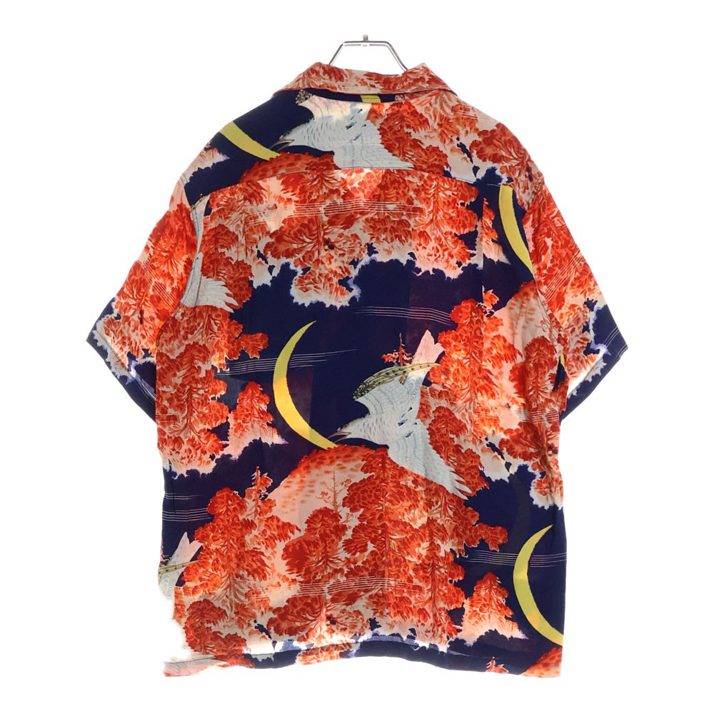 SUN SURF(サンサーフ) FALCON & ALOHA MOON RAYON ALOHA SHIRT ファルコン&アロハムーン 総柄プリント 半袖レーヨンアロハ オープンカラーシャツ ネイビー/レッド S33330