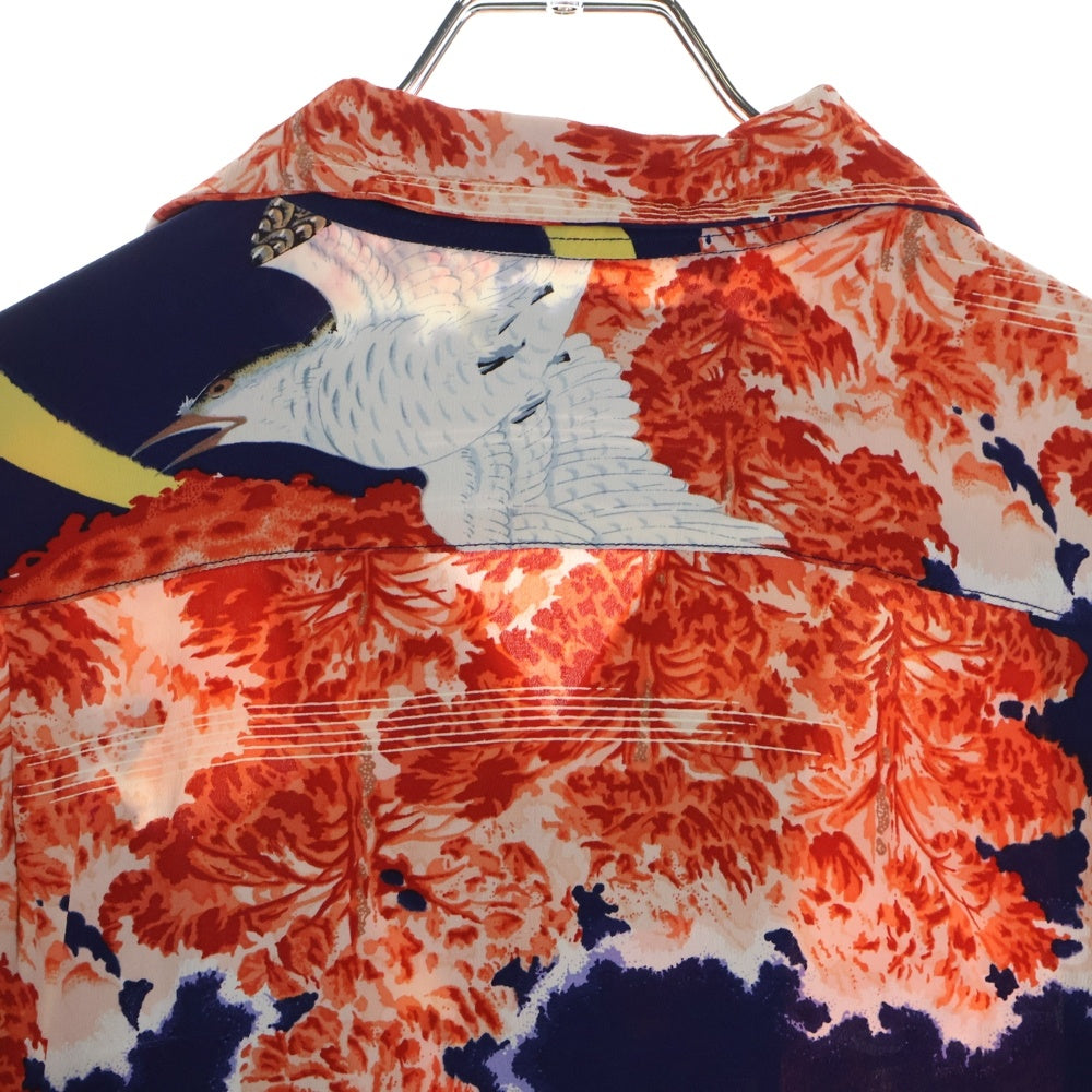 SUN SURF(サンサーフ) FALCON & ALOHA MOON RAYON ALOHA SHIRT ファルコン&アロハムーン 総柄プリント 半袖レーヨンアロハ オープンカラーシャツ ネイビー/レッド S33330