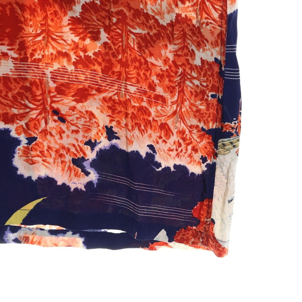 SUN SURF(サンサーフ) FALCON & ALOHA MOON RAYON ALOHA SHIRT ファルコン&アロハムーン 総柄プリント 半袖レーヨンアロハ オープンカラーシャツ ネイビー/レッド S33330