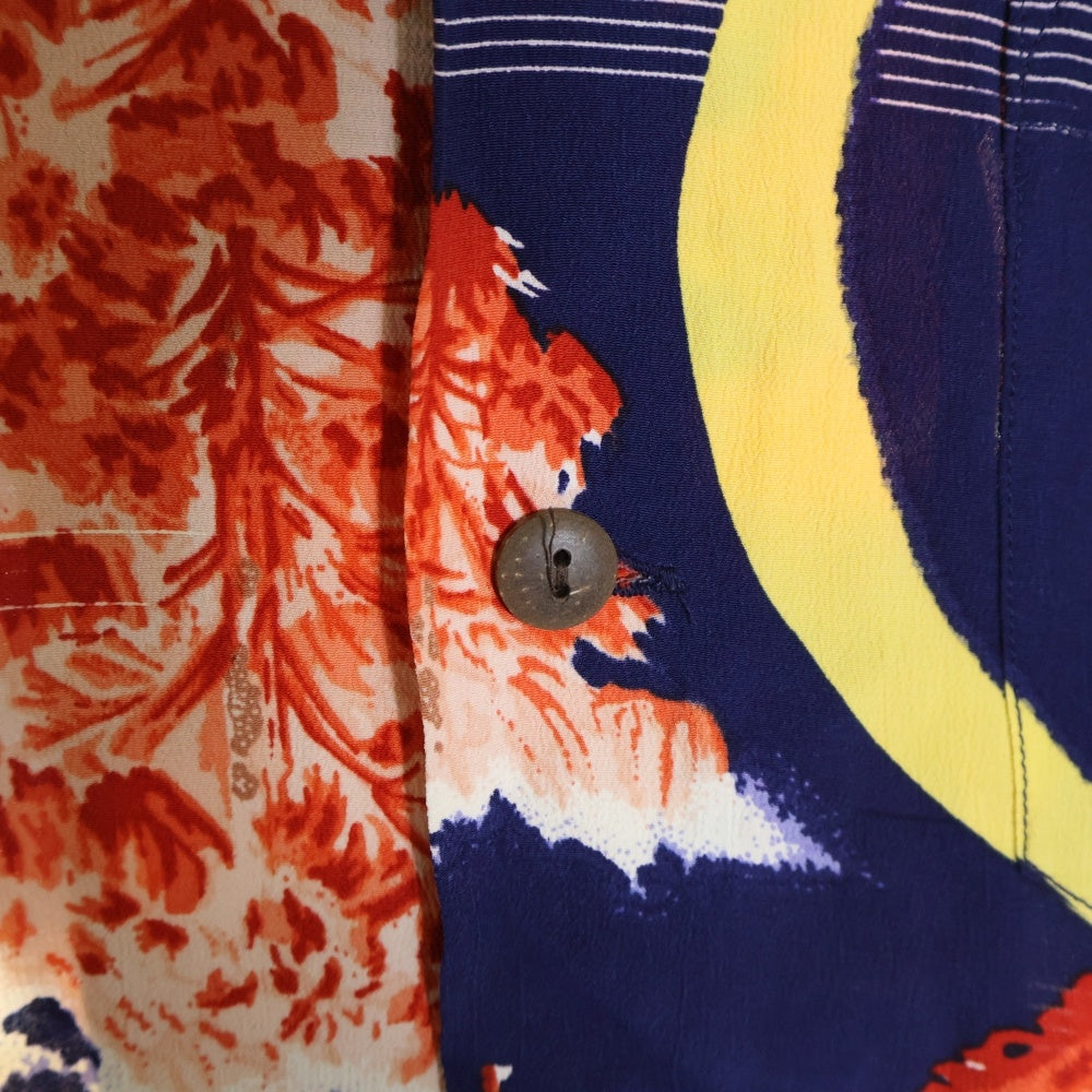 SUN SURF(サンサーフ) FALCON & ALOHA MOON RAYON ALOHA SHIRT ファルコン&アロハムーン 総柄プリント 半袖レーヨンアロハ オープンカラーシャツ ネイビー/レッド S33330