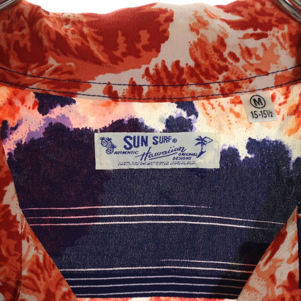 SUN SURF(サンサーフ) FALCON & ALOHA MOON RAYON ALOHA SHIRT ファルコン&アロハムーン 総柄プリント 半袖レーヨンアロハ オープンカラーシャツ ネイビー/レッド S33330