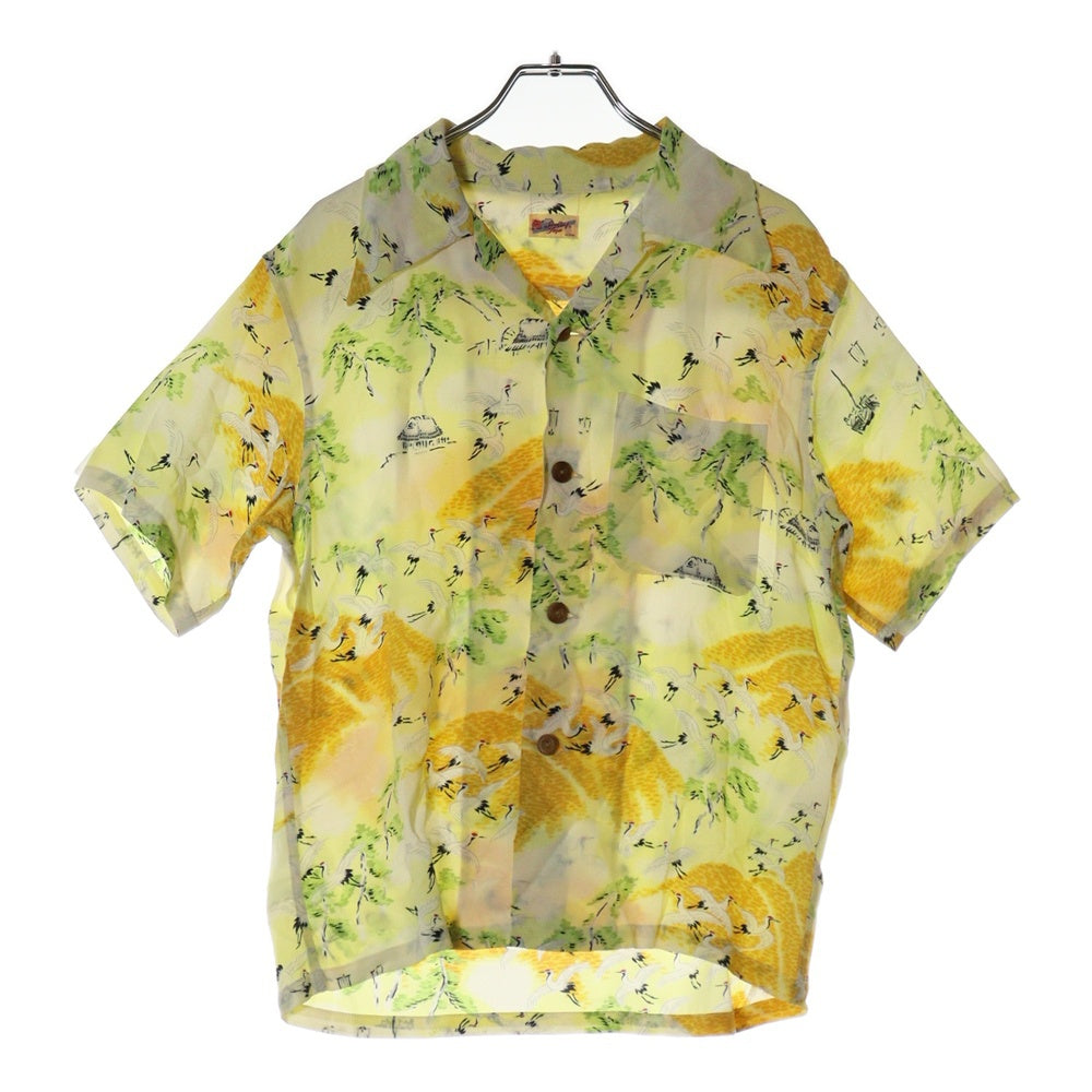 SUN SURF(サンサーフ) CLANE RAYON ALOHA SHIRT クレイン 和柄 総柄プリント 半袖レーヨンアロハ オープンカラーシャツ イエロー SS30488