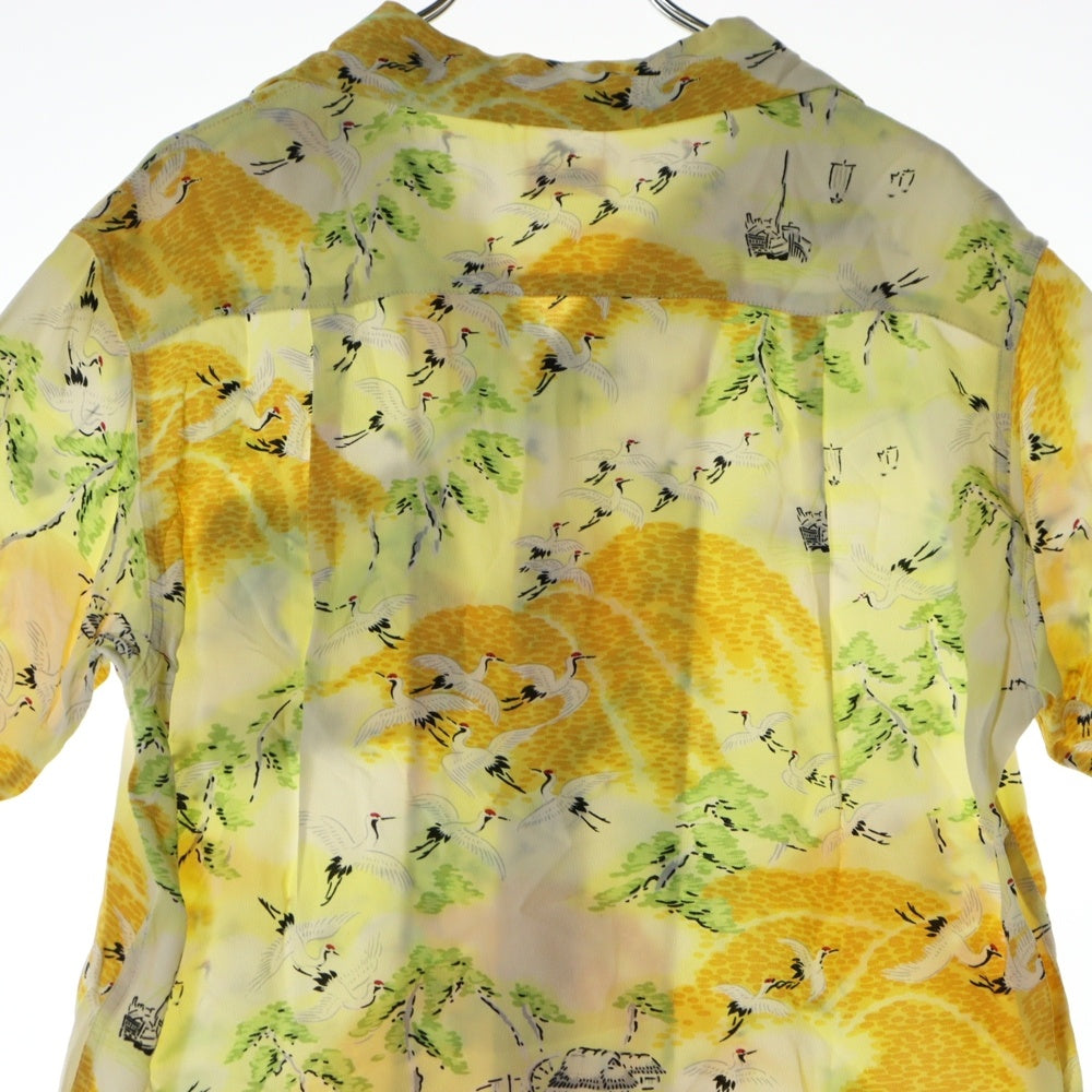 SUN SURF(サンサーフ) CLANE RAYON ALOHA SHIRT クレイン 和柄 総柄プリント 半袖レーヨンアロハ オープンカラーシャツ イエロー SS30488
