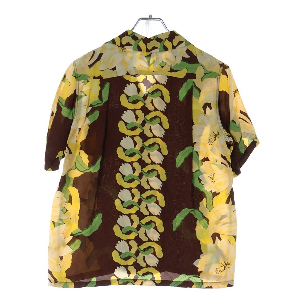 SUN SURF(サンサーフ) NIGHT BLOOMING CEREUS BORDER RAYON ALOHA SHIRT 半袖レーヨンアロハ オープンカラーシャツ ブラウン/イエロー SS33876