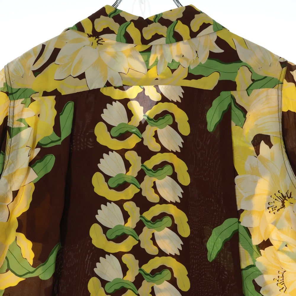 SUN SURF(サンサーフ) NIGHT BLOOMING CEREUS BORDER RAYON ALOHA SHIRT 半袖レーヨンアロハ オープンカラーシャツ ブラウン/イエロー SS33876