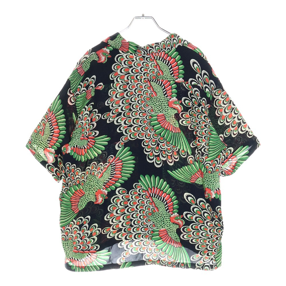 SUN SURF(サンサーフ) PEACOCK RAYON ALOHA SHIRT 孔雀柄プリント 半袖レーヨン アロハ オープンカラーシャツ ブラック/グリーン SS39428