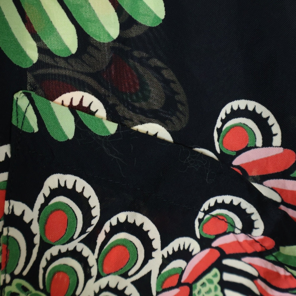 SUN SURF(サンサーフ) PEACOCK RAYON ALOHA SHIRT 孔雀柄プリント 半袖レーヨン アロハ オープンカラーシャツ ブラック/グリーン SS39428